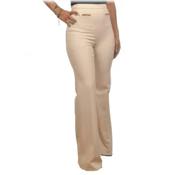 Elisabetta Franchi - Palazzo Pants in Technical Fabric - Cream - Trousers - Made in Italy - Luxury Exclusive Collection - Avvenice