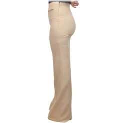 Elisabetta Franchi - Palazzo Pants in Technical Fabric - Cream - Trousers - Made in Italy - Luxury Exclusive Collection - Avvenice
