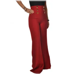 Elisabetta Franchi - Pants with Stud Detail - Bordeaux - Trousers - Made in Italy - Luxury Exclusive Collection - Avvenice