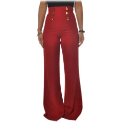 Elisabetta Franchi - Pants with Stud Detail - Bordeaux - Trousers - Made in Italy - Luxury Exclusive Collection - Avvenice