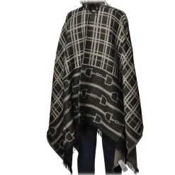 Elisabetta Franchi - Pattern Cape - Black/Grey - Scarf - Made in Italy - Luxury Exclusive Collection - Avvenice