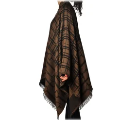 Elisabetta Franchi - Pattern Cape - Black/Brown - Scarf - Made in Italy - Luxury Exclusive Collection - Avvenice