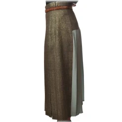 Elisabetta Franchi - Pleated Skirt with Back Detail - Peacock - Skirt - Made in Italy - Luxury Exclusive Collection - Avvenice