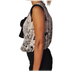 Elisabetta Franchi - Printed Shirt with Sash - Black - Shirt - Made in Italy - Luxury Exclusive Collection - Avvenice