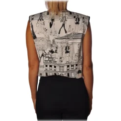 Elisabetta Franchi - Printed Shirt with Sash - Black - Shirt - Made in Italy - Luxury Exclusive Collection - Avvenice