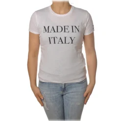 Elisabetta Franchi - Round Neck T-Shirt Made in Italy - White - T-Shirt - Made in Italy - Luxury Exclusive Collection - Avvenice