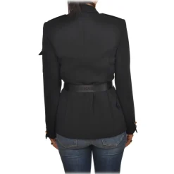 Elisabetta Franchi - Sahariana Jacket with Gold Details - Black - Jacket - Made in Italy - Luxury Exclusive Collection - Avvenice