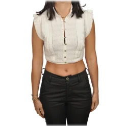 Elisabetta Franchi - Sangallo Lace Crop Top - White - Top - Made in Italy - Luxury Exclusive Collection - Avvenice