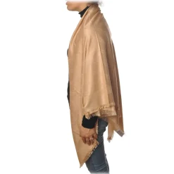 Elisabetta Franchi - Scarf in Logoed Pattern - Beige - Scarf - Made in Italy - Luxury Exclusive Collection - Avvenice