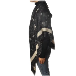 Elisabetta Franchi - Scarf in Logoed Pattern - Black - Scarf - Made in Italy - Luxury Exclusive Collection - Avvenice