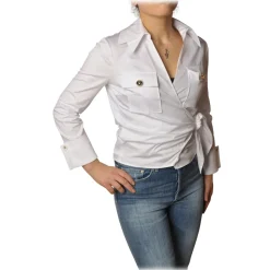 Elisabetta Franchi - Screwed Model Shirt - White - Shirt - Made in Italy - Luxury Exclusive Collection - Avvenice