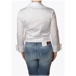 Elisabetta Franchi - Screwed Model Shirt - White - Shirt - Made in Italy - Luxury Exclusive Collection - Avvenice