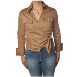 Elisabetta Franchi - Screwed Model Shirt - Dove Gray - Shirt - Made in Italy - Luxury Exclusive Collection - Avvenice