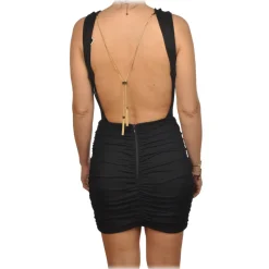 Elisabetta Franchi - Sheath Dress with Back Neckline - Black - Dress - Made in Italy - Luxury Exclusive Collection - Avvenice