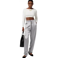 Elisabetta Franchi - Shiny Crepe Jogger Trousers - Grey - Trousers - Made in Italy - Luxury Exclusive Collection - Avvenice