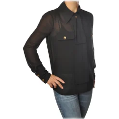Elisabetta Franchi - Shirt with Long Sleeve - Black - Shirt - Made in Italy - Luxury Exclusive Collection - Avvenice