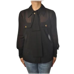 Elisabetta Franchi - Shirt with Long Sleeve - Black - Shirt - Made in Italy - Luxury Exclusive Collection - Avvenice