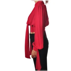 Elisabetta Franchi - Shirt with Sash Detail - Raspberry - Shirt - Made in Italy - Luxury Exclusive Collection - Avvenice