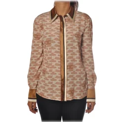 Elisabetta Franchi - Shirt with Long Sleeve - Camel - Shirt - Made in Italy - Luxury Exclusive Collection - Avvenice