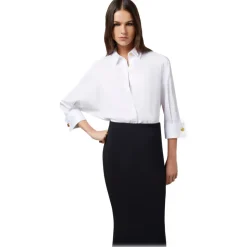 Elisabetta Franchi - Shirt and Mermaid Skirt Dress - White/Black - Dress - Made in Italy - Luxury Exclusive Collection - Avvenice