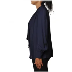 Elisabetta Franchi - Shirt with Sash - Blue - Shirt - Made in Italy - Luxury Exclusive Collection - Avvenice