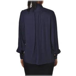 Elisabetta Franchi - Shirt with Sash - Blue - Shirt - Made in Italy - Luxury Exclusive Collection - Avvenice