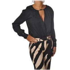 Elisabetta Franchi - Shirt with Long Sleeve - Black - Shirt - Made in Italy - Luxury Exclusive Collection - Avvenice
