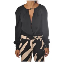 Elisabetta Franchi - Shirt with Long Sleeve - Black - Shirt - Made in Italy - Luxury Exclusive Collection - Avvenice