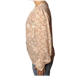 Elisabetta Franchi - Shirt in Abstract Pattern - Butter/Caramel - Shirt - Made in Italy - Luxury Exclusive Collection - Avvenice