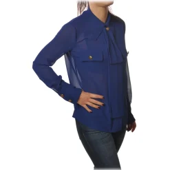 Elisabetta Franchi - Shirt with Long Sleeve - Blue - Shirt - Made in Italy - Luxury Exclusive Collection - Avvenice