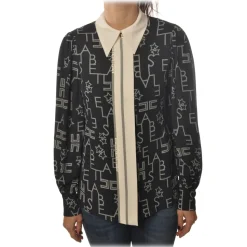 Elisabetta Franchi - Shirt with Long Sleeve - Black - Shirt - Made in Italy - Luxury Exclusive Collection - Avvenice