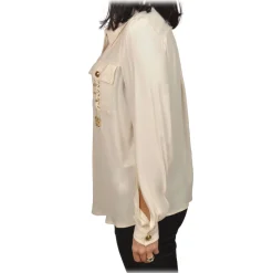 Elisabetta Franchi - Shirt with Gold Details Pockets - White - Shirt - Made in Italy - Luxury Exclusive Collection - Avvenice