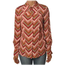 Elisabetta Franchi - Shirt in Geometric Pattern - Red/Pink - Shirt - Made in Italy - Luxury Exclusive Collection - Avvenice