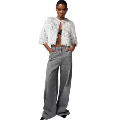 Elisabetta Franchi - Short Jacket with Fringes and Sequins - Silver - Jacket - Made in Italy - Luxury Exclusive Collection - Avvenice