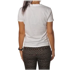 Elisabetta Franchi - Short Sleeve Round Neck T-Shirt Logo - White - T-Shirt - Made in Italy - Luxury Exclusive Collection - Avvenice