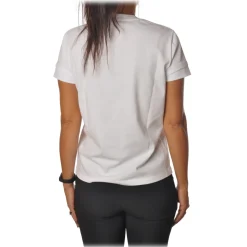 Elisabetta Franchi - Short Sleeve Round Neck T-Shirt Logo - White - T-Shirt - Made in Italy - Luxury Exclusive Collection - Avvenice