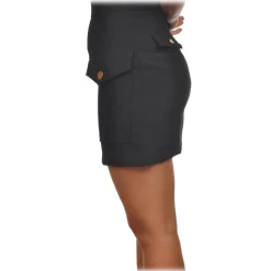 Elisabetta Franchi - Shorts with Patch Pockets and Gold Buttons - Black - Skirt - Made in Italy - Luxury Exclusive Collection - Avvenice