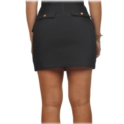 Elisabetta Franchi - Shorts with Patch Pockets and Gold Buttons - Black - Skirt - Made in Italy - Luxury Exclusive Collection - Avvenice