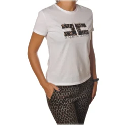 Elisabetta Franchi - Short Sleeve Round Neck T-Shirt - Chalk - T-Shirt - Made in Italy - Luxury Exclusive Collection - Avvenice