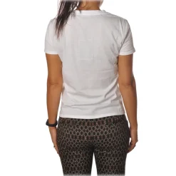 Elisabetta Franchi - Short Sleeve Round Neck T-Shirt - Chalk - T-Shirt - Made in Italy - Luxury Exclusive Collection - Avvenice