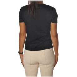 Elisabetta Franchi - Short Sleeve Round Neck T-Shirt - Black - T-Shirt - Made in Italy - Luxury Exclusive Collection - Avvenice