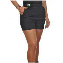 Elisabetta Franchi - Shorts with Metallic Details - Black - Trousers - Made in Italy - Luxury Exclusive Collection - Avvenice