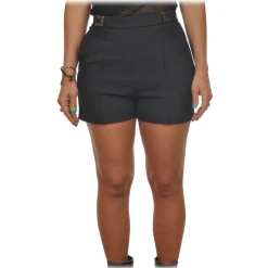 Elisabetta Franchi - Shorts with Metallic Details - Black - Trousers - Made in Italy - Luxury Exclusive Collection - Avvenice