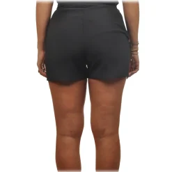 Elisabetta Franchi - Shorts with Metallic Details - Black - Trousers - Made in Italy - Luxury Exclusive Collection - Avvenice