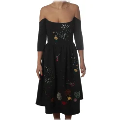 Elisabetta Franchi - Short Embroidered Dress - Black - Dress - Made in Italy - Luxury Exclusive Collection - Avvenice