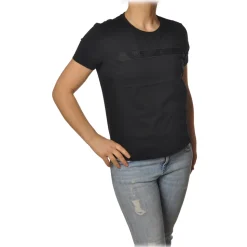 Elisabetta Franchi - Short Sleeve Round Neck T-Shirt Logo - Black - T-Shirt - Made in Italy - Luxury Exclusive Collection - Avvenice