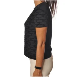 Elisabetta Franchi - Short Sleeve Round Neck T-Shirt - Black - T-Shirt - Made in Italy - Luxury Exclusive Collection - Avvenice