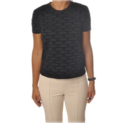 Elisabetta Franchi - Short Sleeve Round Neck T-Shirt - Black - T-Shirt - Made in Italy - Luxury Exclusive Collection - Avvenice