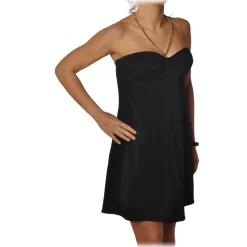 Elisabetta Franchi - Short Dress with Neck Detail - Black - Dress - Made in Italy - Luxury Exclusive Collection - Avvenice
