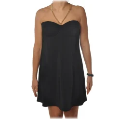 Elisabetta Franchi - Short Dress with Neck Detail - Black - Dress - Made in Italy - Luxury Exclusive Collection - Avvenice